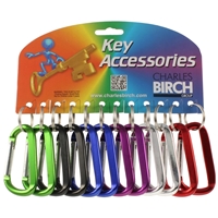 Birch 8mm Caribiner With Key Ring Asst Colours Card Of 12