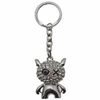 Premium Design Metal Key Ring One Eyed Cat With Crystals