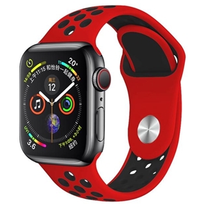 Silicone Sport Strap for Apple Watch, Band Width: 42/44/45mm, Length: S-M, Red/Black