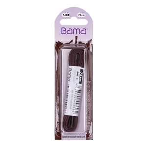 Bama Blister Packed Laces 75cm Waxed Round, Brown