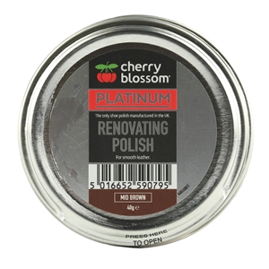 Cherry Blossom Platinum Renovating Shoe Polish 50ml/40g Tin Mid Brown