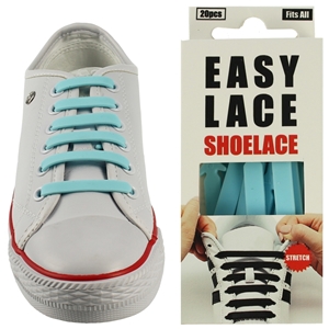 Easy Lace Silicone Shoelaces - Flat Sky Blue-Box Of 20 Pieces