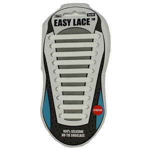 Easy Lace Silicone Shoelaces - Flat White - Card Of 20 Pieces