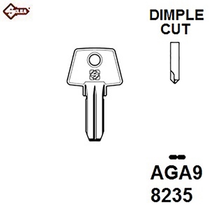 Silca AGA9, AGA Dimple Security Cylinder Blank JMA AGA29