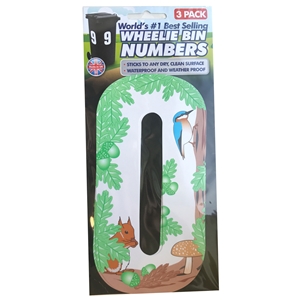 Wheelie Bin Numbers Triple Pack Squirrel Number 0