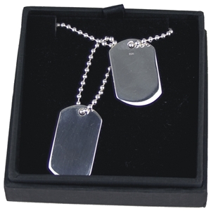 925 Silver Double Dog Tags On 20 Inch Ball Chain