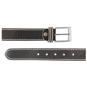 Birch Full Grain Leather Belt With Contrasting Stitching 35mm Medium (32-36 Inch) Black