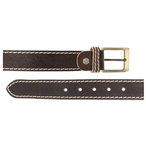 Birch Full Grain Leather Belt With Contrasting Stitching 35mm Medium (32-36 Inch) Brown