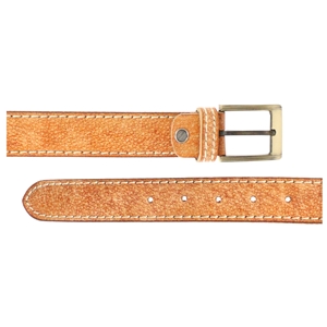 Birch Full Grain Leather Belt With Contrasting Stitching 35mm Medium (32-36 Inch) Distressed Tan