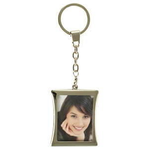 Curved Rect Metal Photo Frame Key Ring