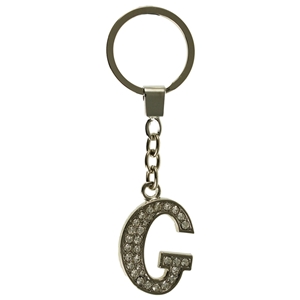 Clear Crystal Alphabet Keyring Letter G