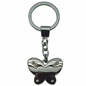 Butterfly With Crystals Key Ring