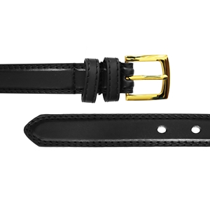 Smooth Grain Stitched 1.0 inch Belt. Black Large (36-40 Inch)