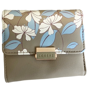 Grained PU Purse with Floral Design