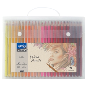 Spree Hexagonal Colour Pencils 72 Colour Set in Easy Carry Case