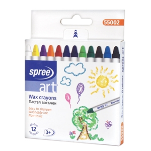 Spree Wax Crayons in 12 Colour Pack
