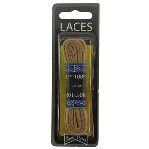 Shoe-String Blister Pack Laces 100cm Flat Beige (6 Pairs)
