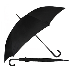 Walking Superior Auto Umbrella Rubberised Crook Handle Black