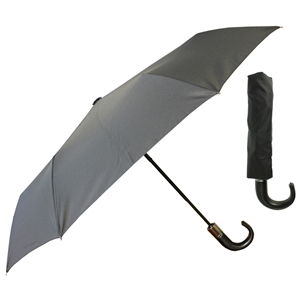 Superior Gents PU Crook Handle Fully Auto Umbrella, Black