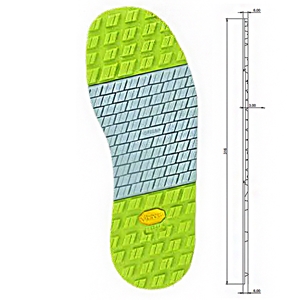 Vibram S1324 Merengues Unit, Size 6, Lime Green/Grey Length 11 1/2 Inch - 285mm