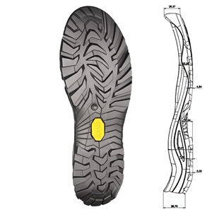 Vibram 502P Lite Wolf Sole Unit With Mid Sole - Black Size 47 Length 13 1/5 Inch / 335mm