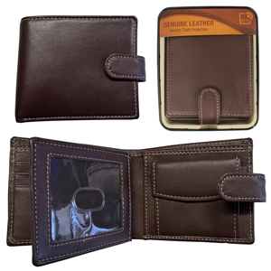 RFID Sheep Leather Wallet in Tin Brown with Contrasting Stitching