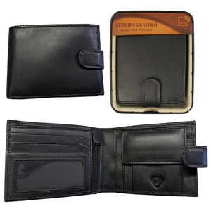 RFID Sheep Leather Wallet in Tin Black