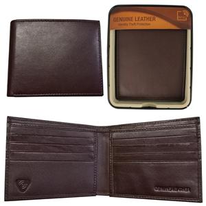 RFID Sheep Leather Bill Fold Wallet in Tin Brown