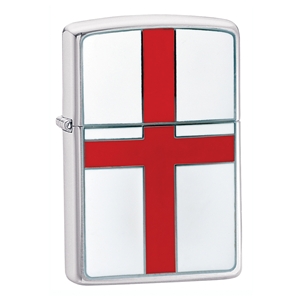 Zippo Brushed Chrome Lighter England Flag Emblem