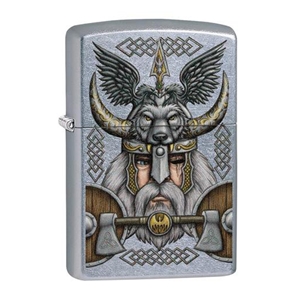 Zippo Lighter, Street Chrome, Viking Odin Design