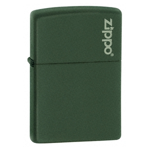 Zippo Green Matte Lighter With Zippo Logo