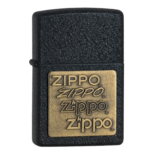 Zippo Black Crackle Lighter Zippo Brass Emblem