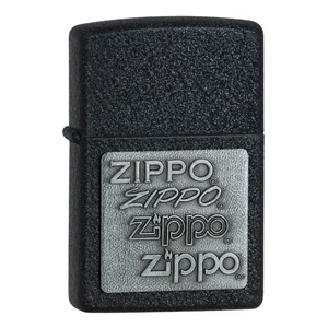 Zippo Black Crackle Lighter Zippo Pewter Emblem