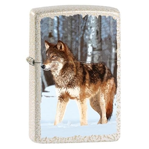 Zippo Lighter, Wolf In Snowy Forest Design