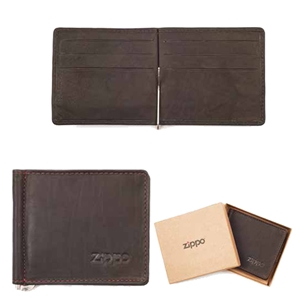 Zippo Leather, Bi-Fold Money Clip Wallet, Mocca, 2005125