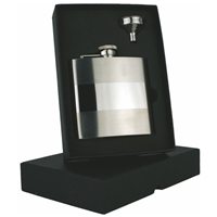 6oz Banded Hip Flask Set Stainless Steel