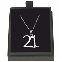 925 Silver 21 Necklace With Cubic Zirconia 18 Inch Chain