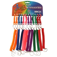 Birch Spiral Spring Key Rings Assorted Colours Card Of 12