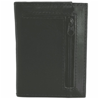 Cowhide Leather Credit Card Case, Back Zip 20 Sleeves