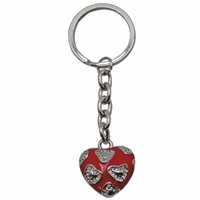 Premium Design Metal Key Ring 3D Heart With Mini Crystals