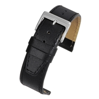 Black Calf Watch Strap Matt Finish With A Stitched Edge 18mm Extra Long