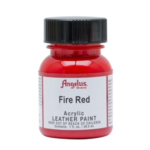 Angelus Acrylic Leather Paint 1 fl oz/30ml Bottle. Fire Red 185