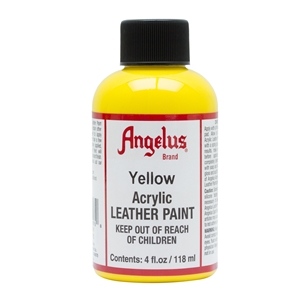 Angelus Acrylic Leather Paint 4 fl oz/118ml Bottle. Yellow 075