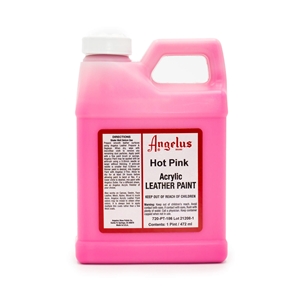 Angelus Acrylic Leather Paint Pint/472ml Bottle. Hot Pink 186