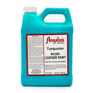 Angelus Acrylic Leather Paint Quart/946ml Bottle. Turquoise 043