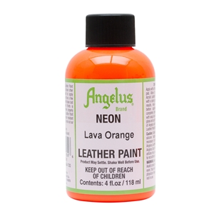 Angelus Neon Acrylic Leather Paint 4 fl oz/118ml Bottle. Lava Orange 130