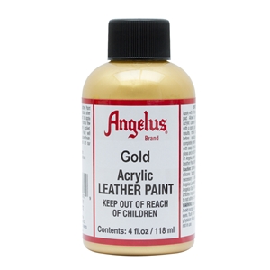 Angelus Metallic Acrylic Leather Paint 4 fl oz/118ml Bottle. Gold 072