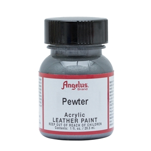 Angelus Metallic Acrylic Leather Paint 1 fl oz/30ml Bottle. Pewter 143