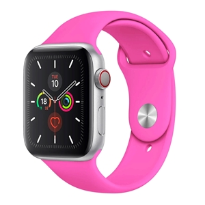 Silicone Band for Apple Watch, Band Width: 42/44/45mm, Length S-M, Barbie Pink