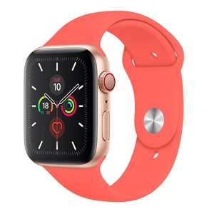 Silicone Band for Apple Watch, Band Width: 42/44/45mm, Length S-M, Coral Red